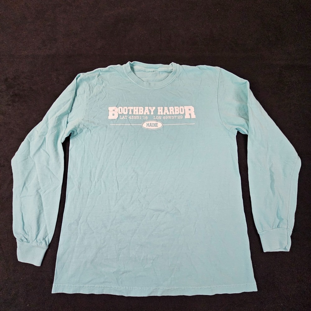 Boothbay Harbor Maine Blue Long Sleeve T-Shirt Men's M/L